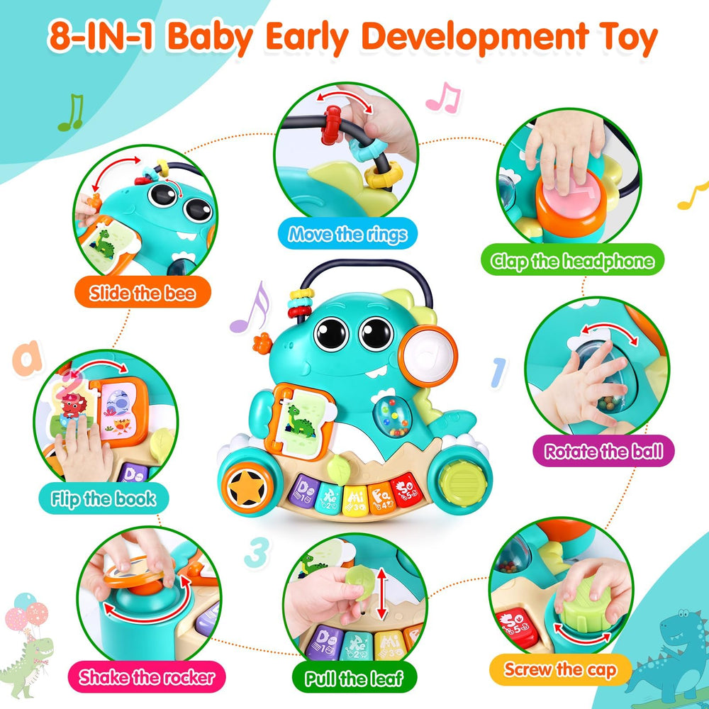 WITALENT dinosaur with rolling eyes and beads, engaging baby attention.
