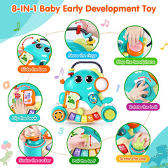 WITALENT dinosaur with rolling eyes and beads, engaging baby attention.