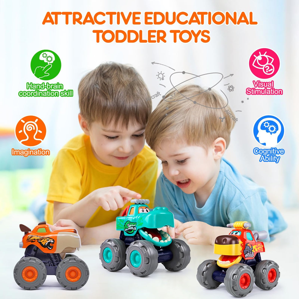 WITALENT yellow leopard truck rear view, ideal for storytelling and push-and-roll fun.
