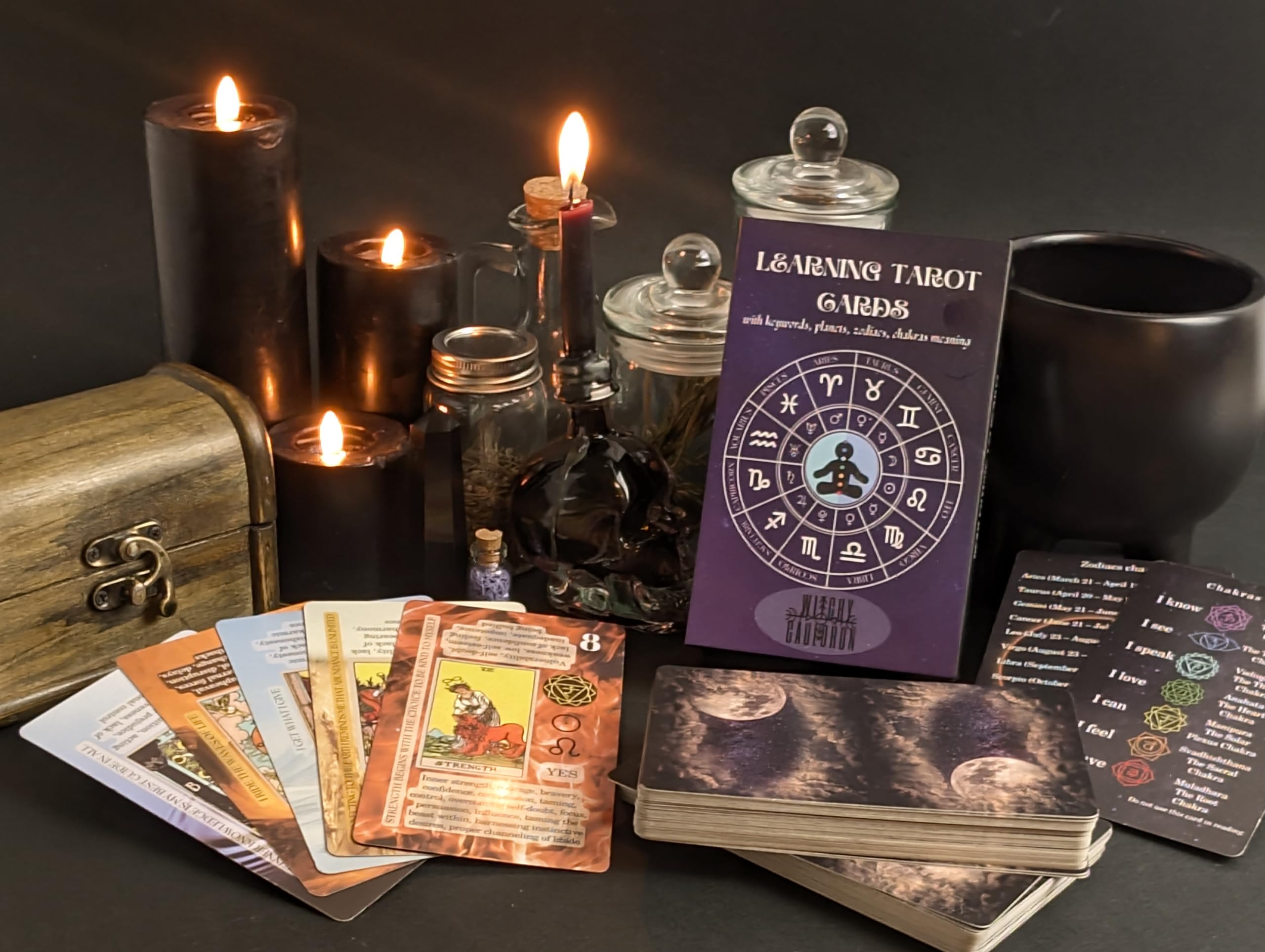 Witchy Cauldron tarot card meanings guide with keywords