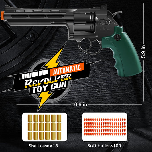 Witcrety revolver toy gun with 18 shells for extended, uninterrupted play.