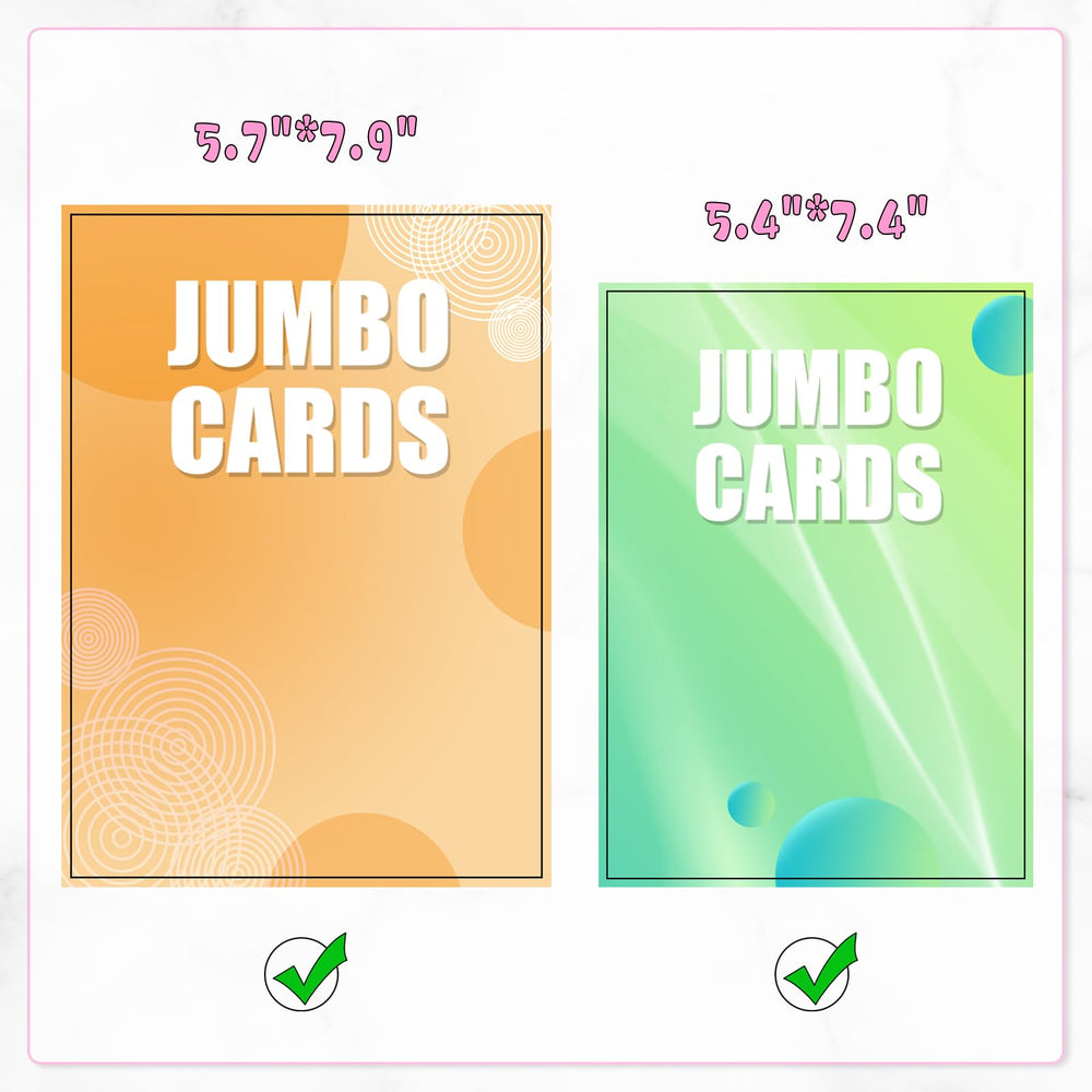 Side-loading pockets keep jumbo cards secure and easy to flip through.