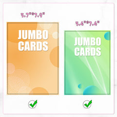 Side-loading pockets keep jumbo cards secure and easy to flip through.