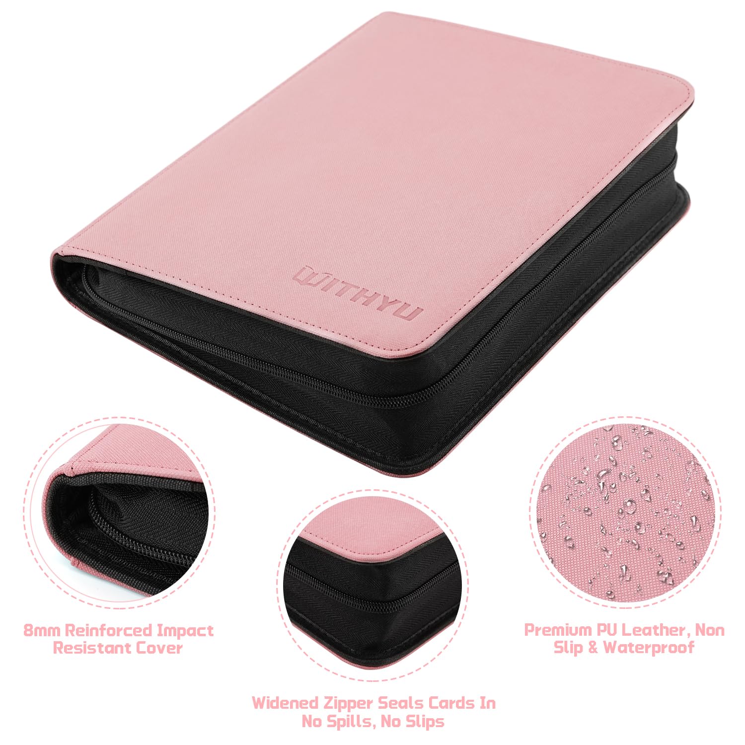 WITHYU Toploader Binder inside pocket view highlights eight pockets per page for organization