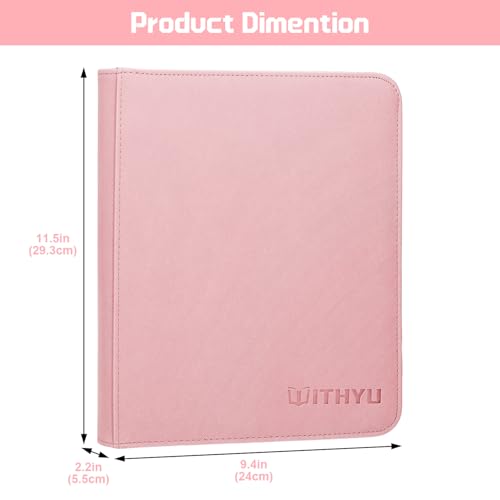 WITHYU Toploader Binder open pages show 128-card capacity in dual-sided sheets
