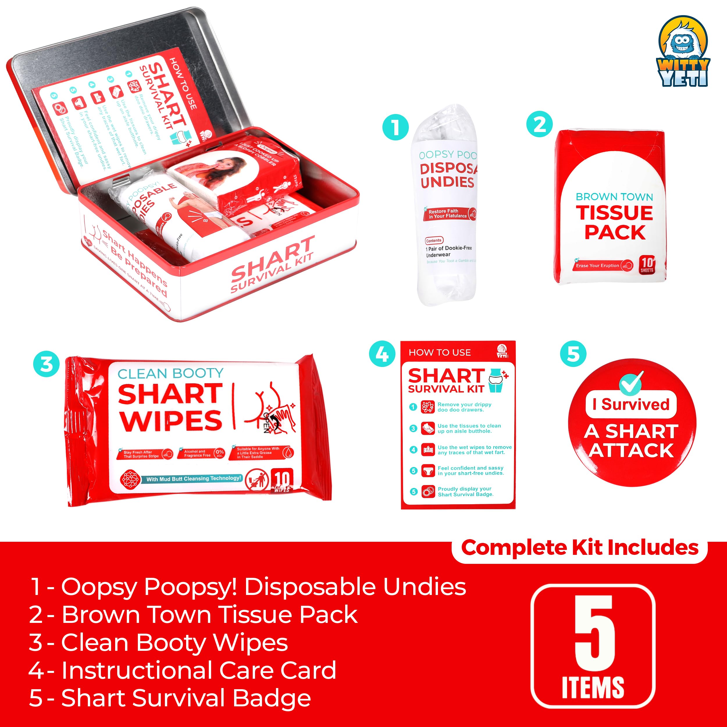 Witty Yeti disposable underwear for on-the-go practicality and surprise laughs.