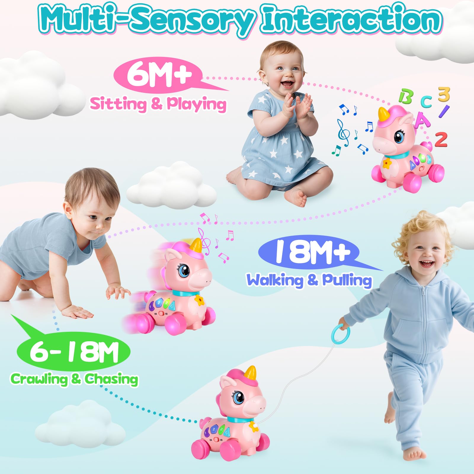 WixbFyn unicorn toy bilingual mode supports early language learning