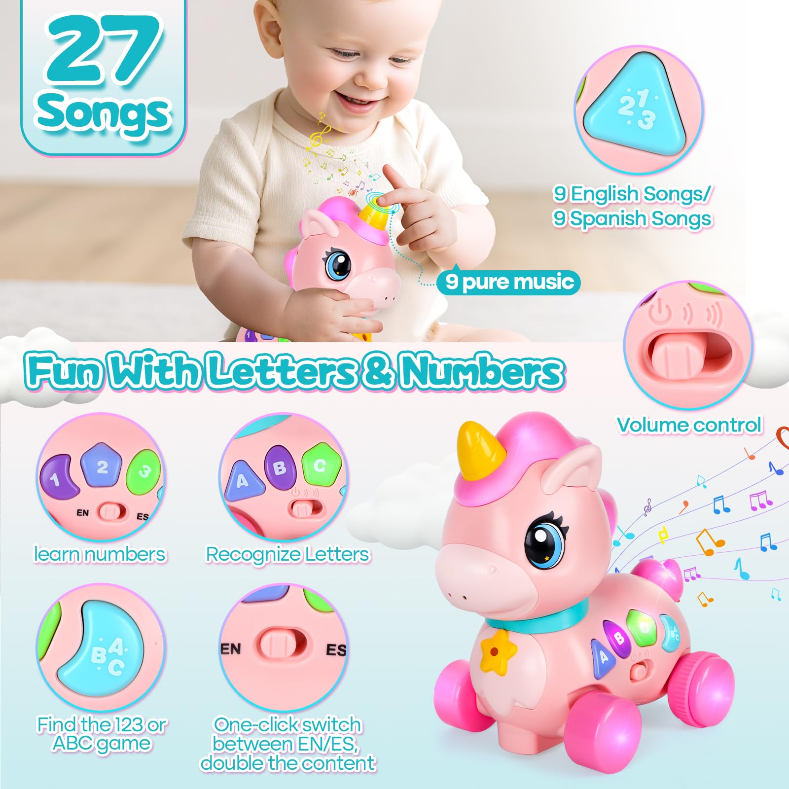 Montessori-inspired WixbFyn unicorn toy with durable ABS and rounded edges
