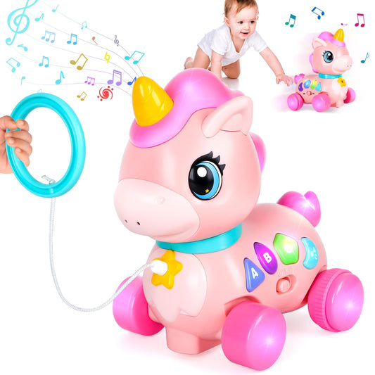 WixbFyn baby unicorn toy with music and lights sparks sensory exploration