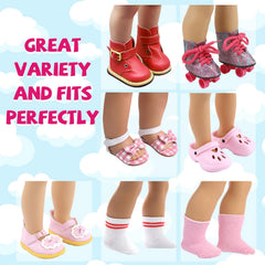 Wiydsha 18 inch doll sandals in bright colors for sunny day outfits