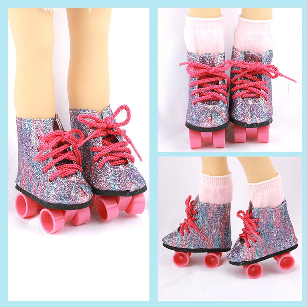 Wiydsha pink and white socks for 18 inch dolls to complete outfits