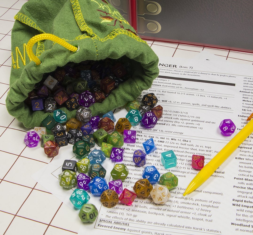 Wiz Dice Mini set displayed on table ready for a campaign