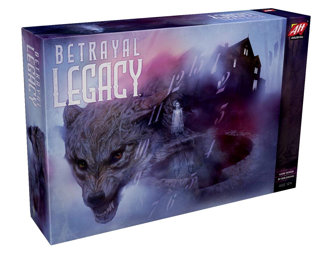 Betrayal Legacy game box showcases components for a replayable house experience