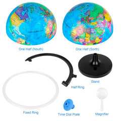 Wizdar educational globe highlights vibrant oceans and color landmasses.