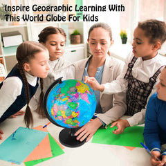 Wizdar 10-inch globe for geography teaching and classroom activities.