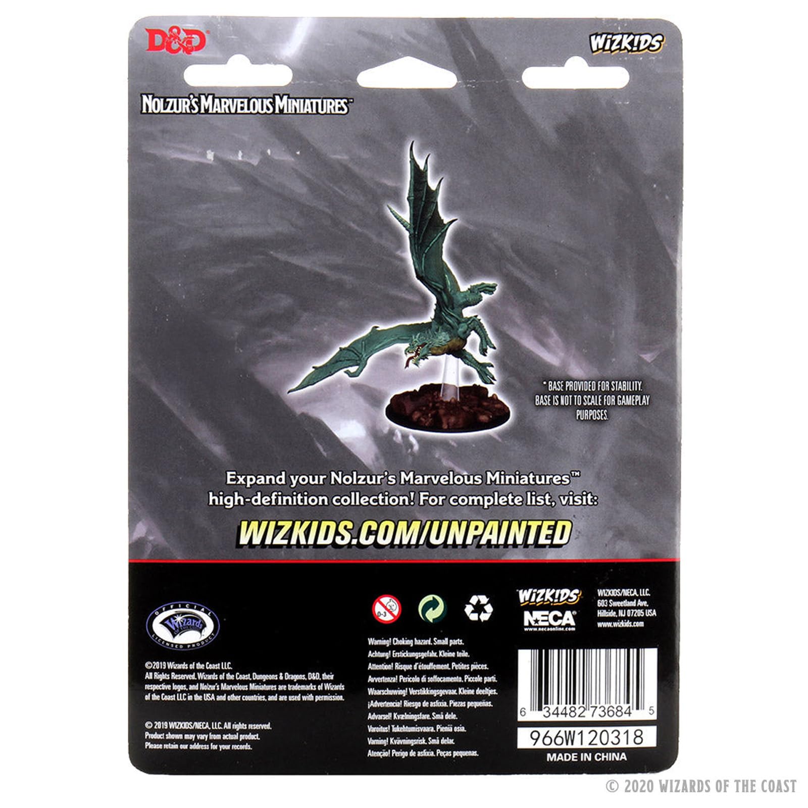 Close-up of WizKids Young Green Dragon detailing and translucent parts