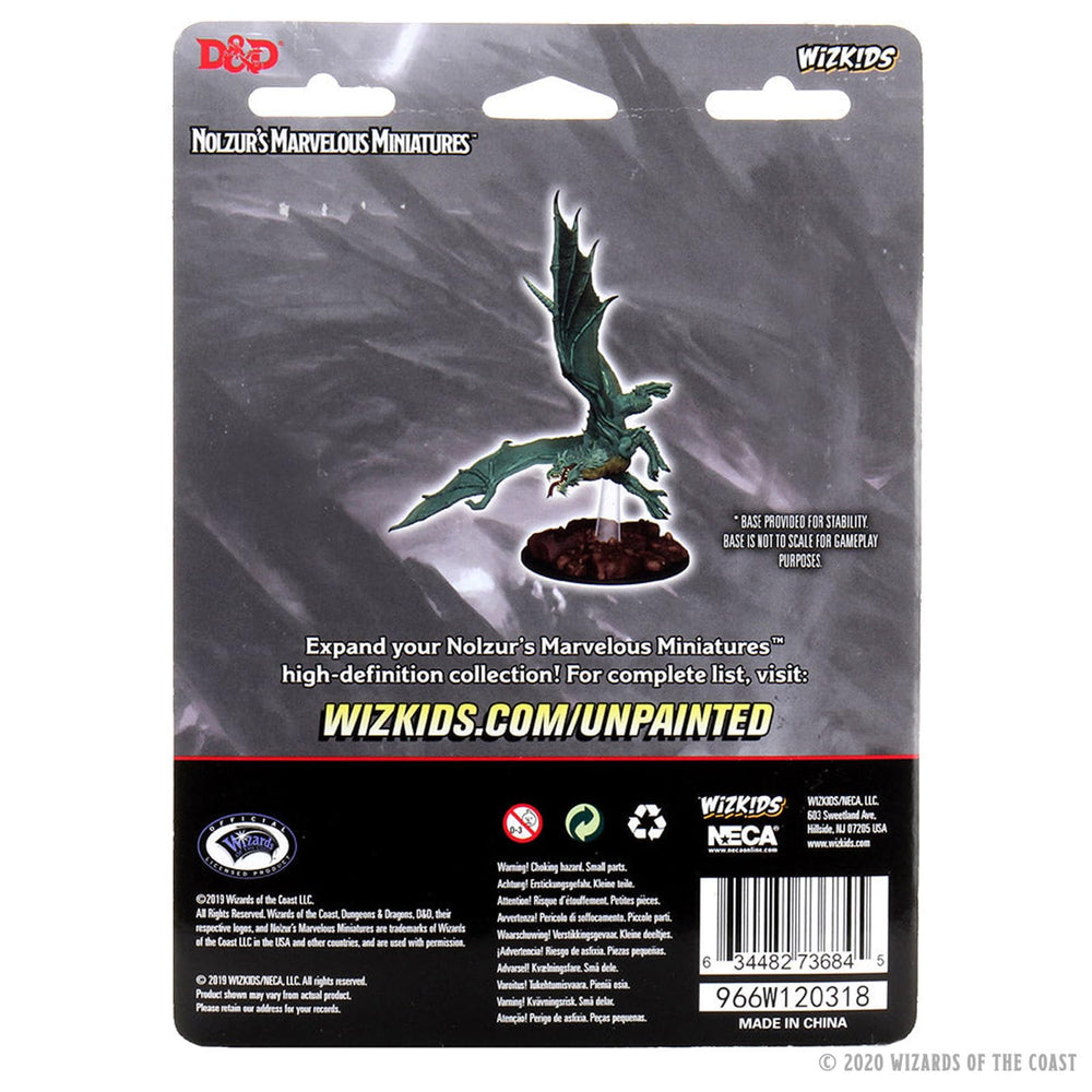 Close-up of WizKids Young Green Dragon detailing and translucent parts
