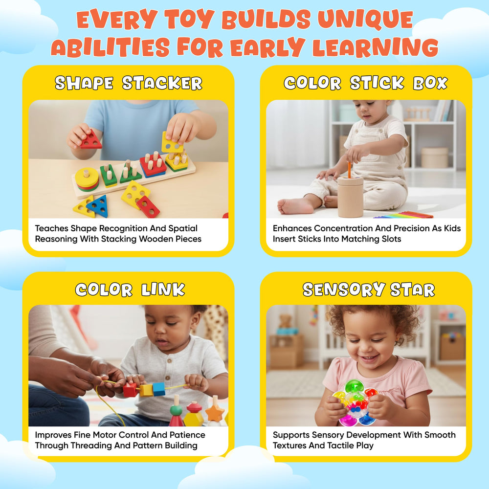 WIZZLY shape sorter encourages problem-solving and color matching