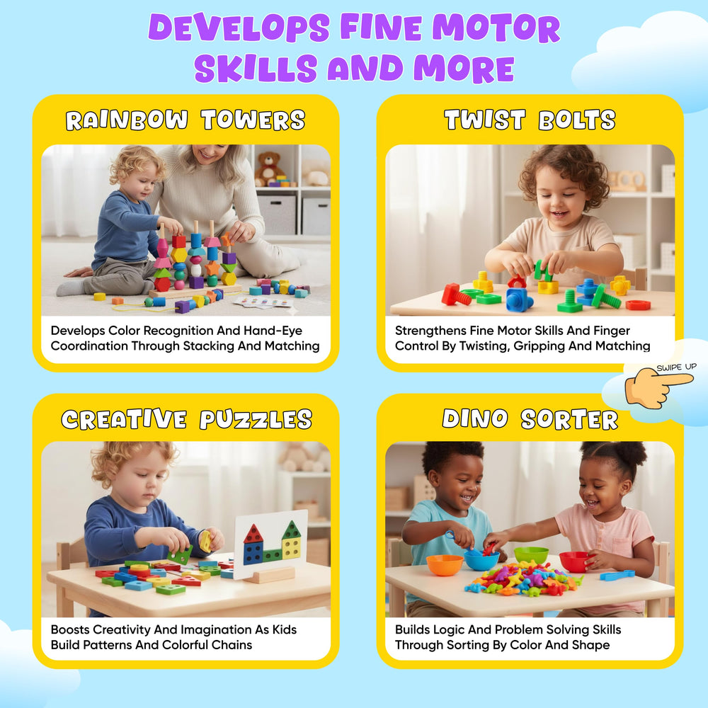 WIZZLY Busy Hands stacking toy enhances hand-eye coordination