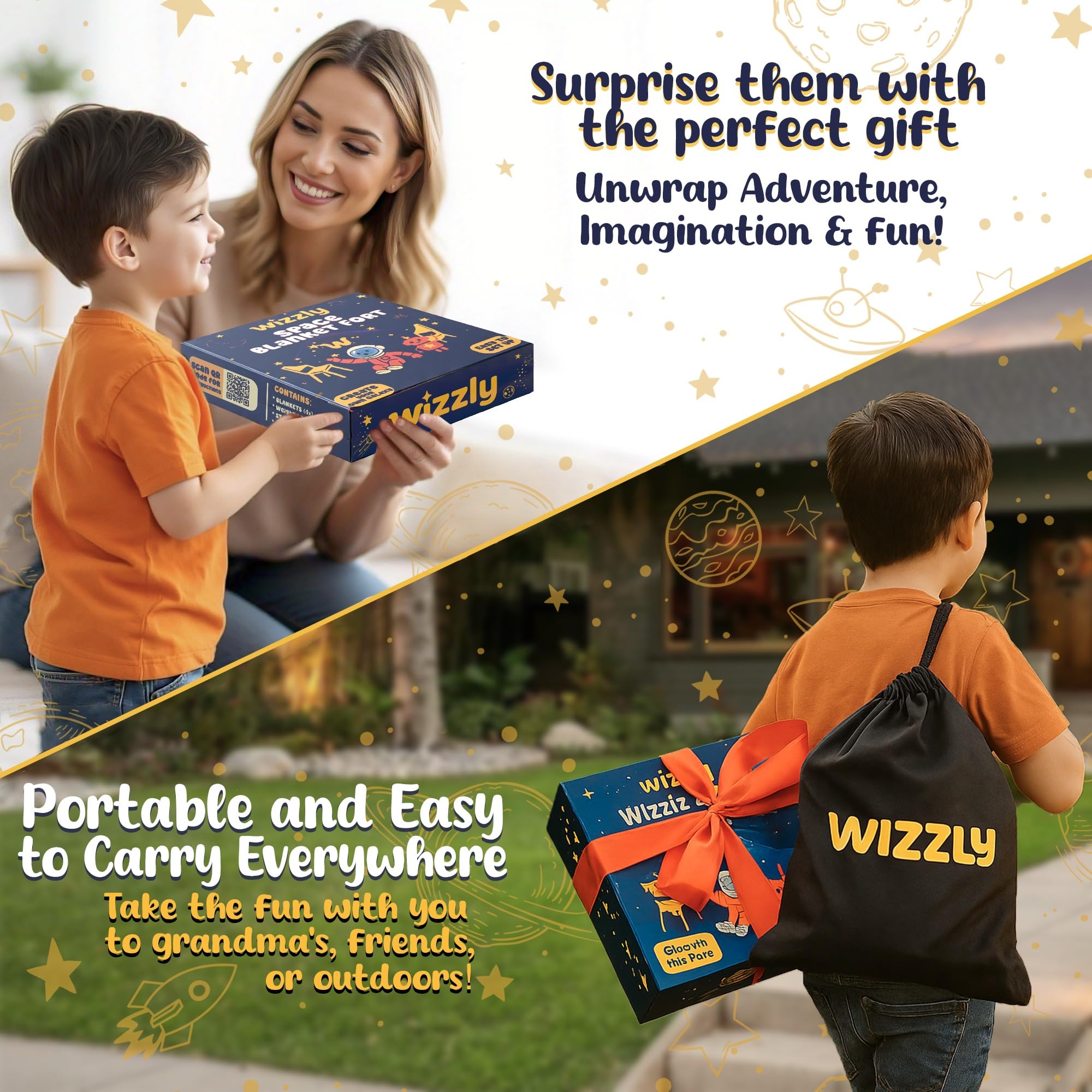 Compact storage bag for the Wizzly Fort Kit makes travel easy.