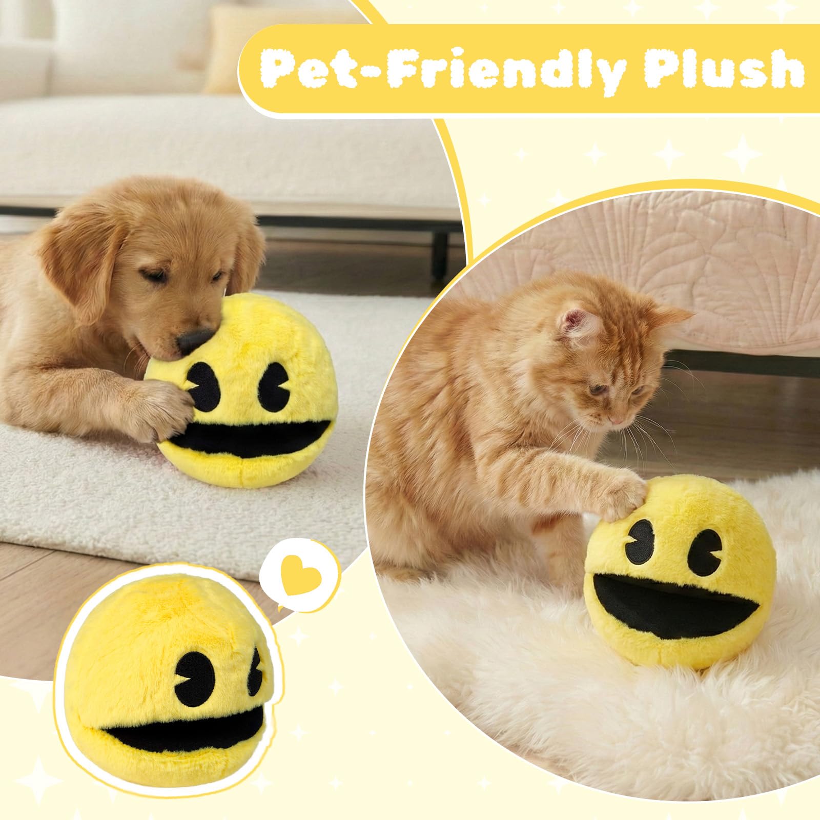 WjcnPac-Man yellow plush enhances bedroom decor with playful charm.