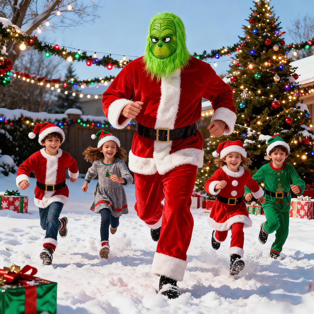WJGHRH green mask supports Halloween fun and Christmas cheer.