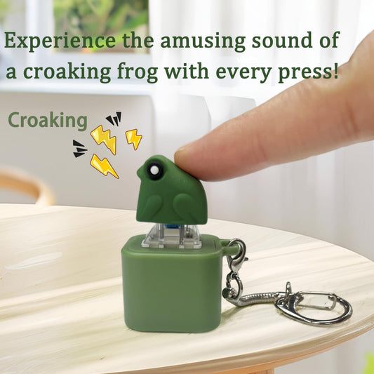 WJOVK Frog Croaking Fidget Toy side view with keychain clip for portability