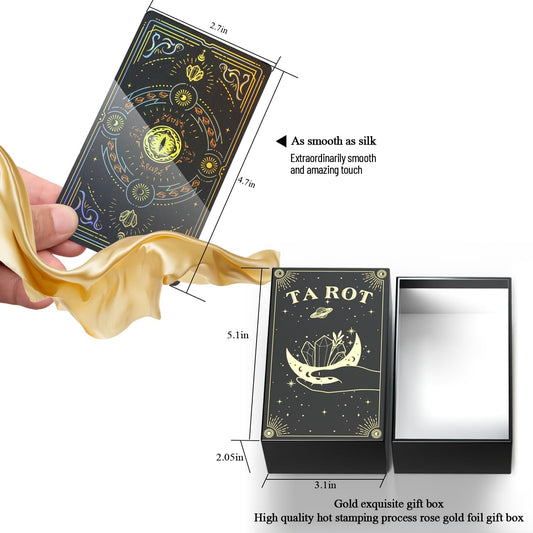 WJPC tarot cards close-up shows gold edges and rich texture for a luxe feel.