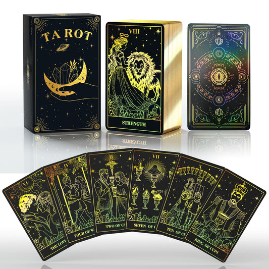 WJPC gold foil edge tarot cards cover highlighting premium packaging and gift-ready presentation.