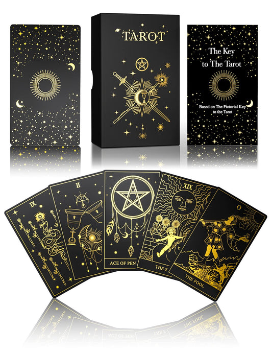 WJPC Gold Foil Tarot Cards front view with luxe matte finish