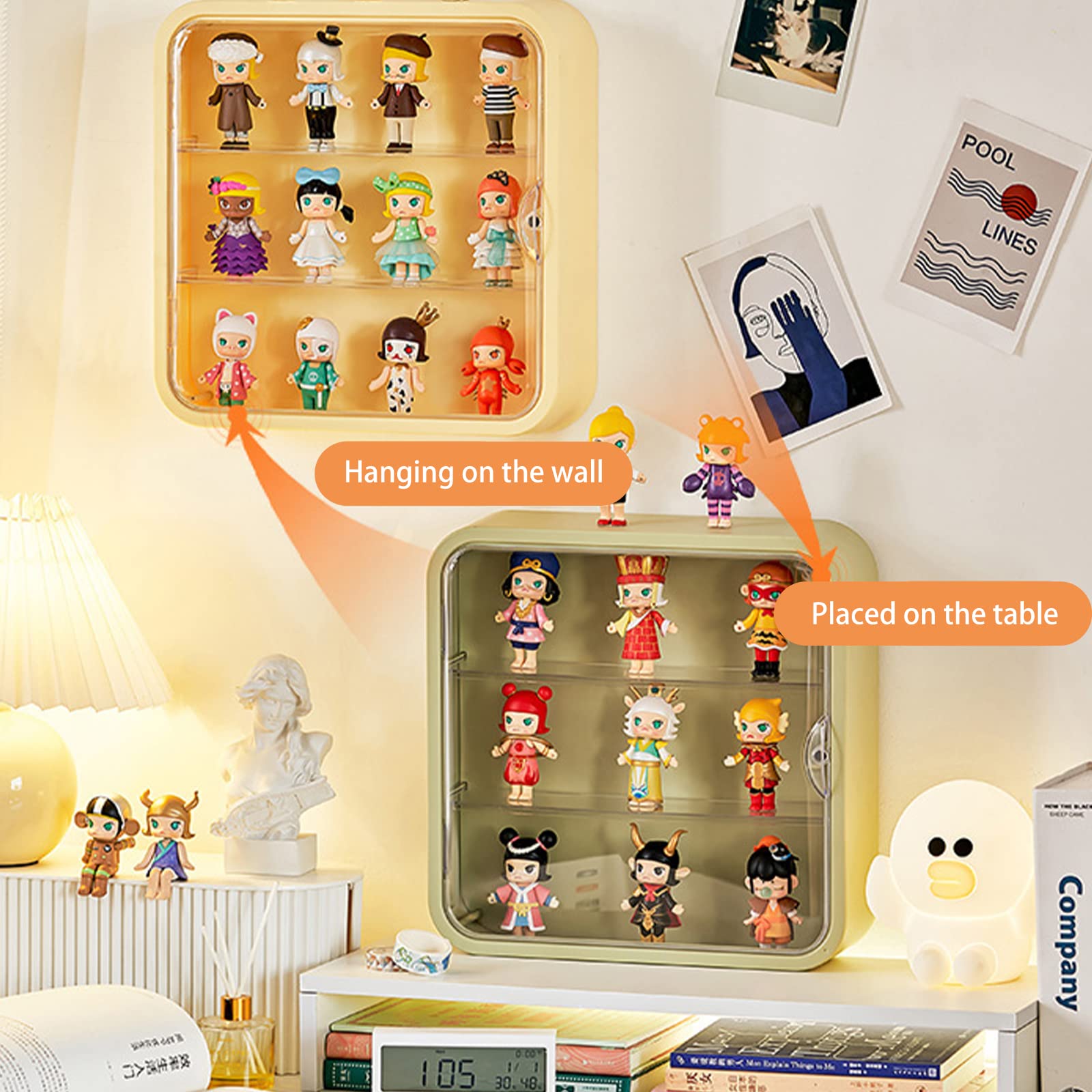 WMM Clear acrylic case, 11.8x11.8 inches, protects figures from dust