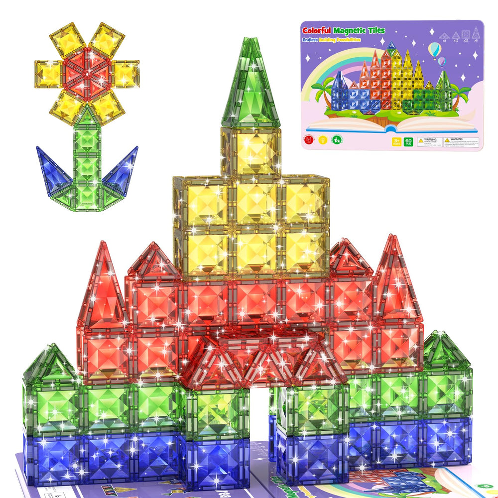 WMXDU diamond magnetic tiles 60pcs set for creative play and learning