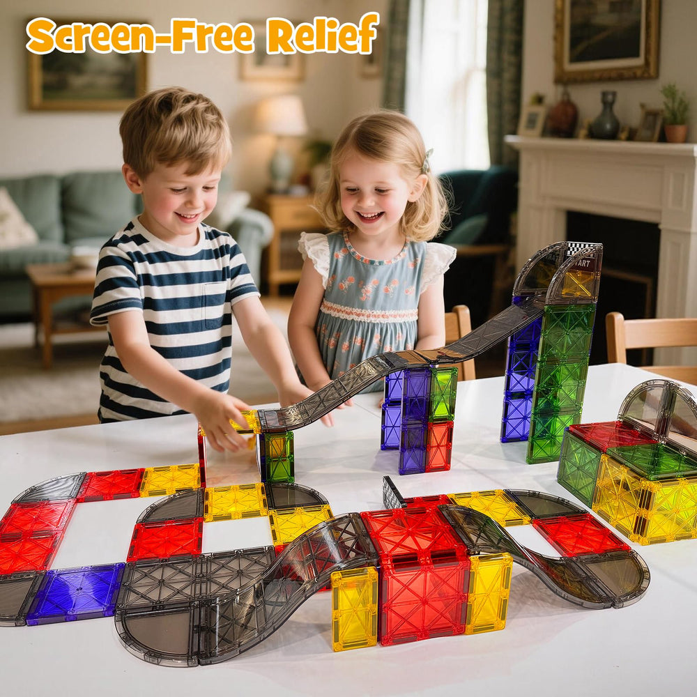 WMXDU children playing with the set to build racing circuits.