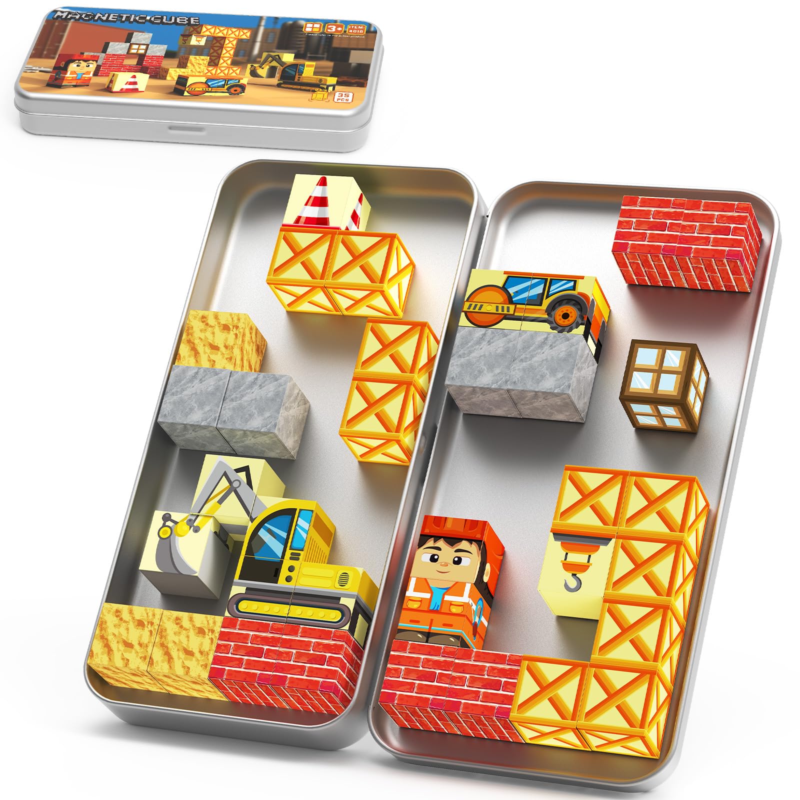 WMXDU magnetic blocks with magnet box for on-the-go building and travel use.