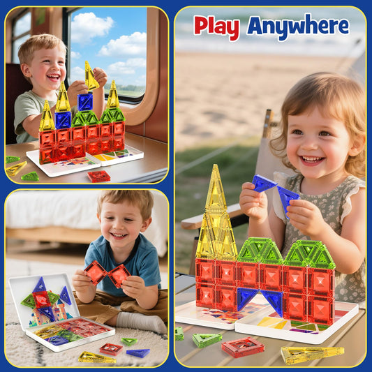 WMXDU travel case with mini magnetic tiles for on-the-go fun