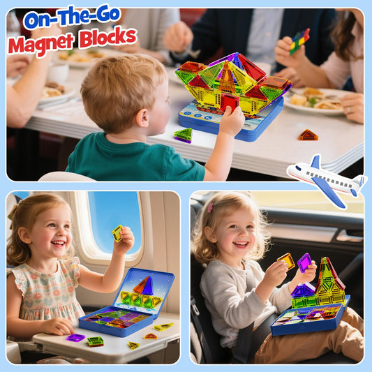 WMXDU 60-piece magnet blocks help kids build castles and patterns