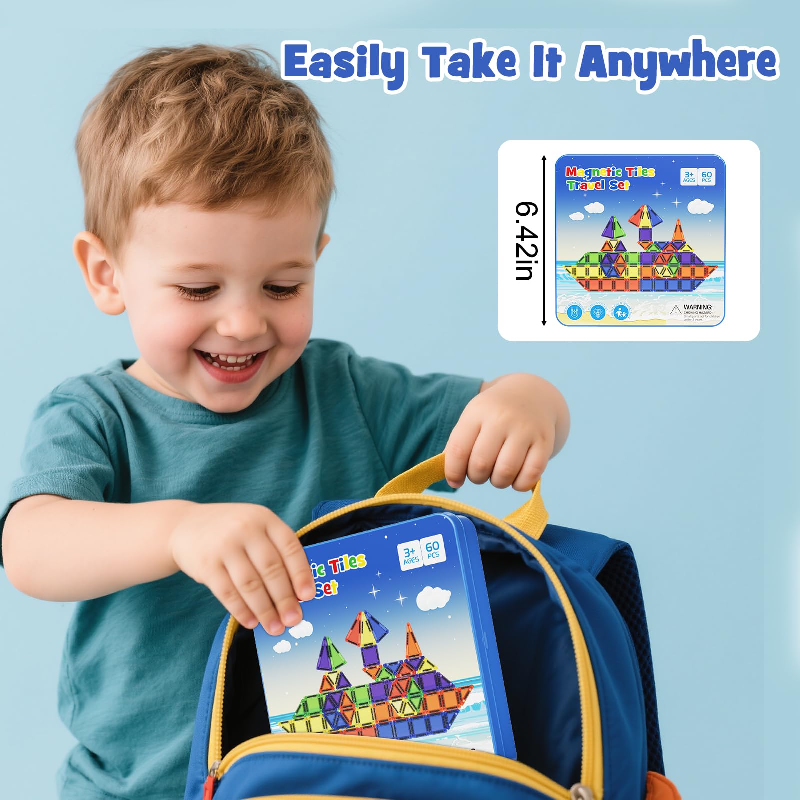 WMXDU magnetic tiles storage outline tray helps kids rebuild and learn shapes
