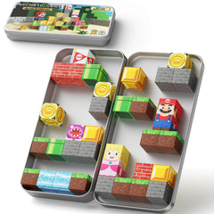 WMXDU Mini Magnetic Blocks in an open travel iron box for on-the-go play.