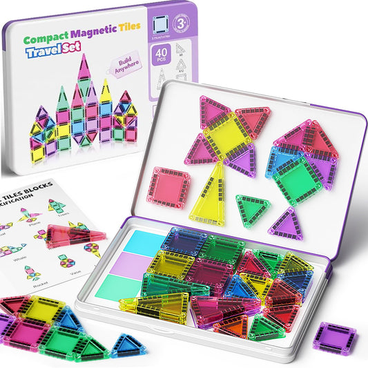 WMXDU mini magnetic tiles with travel case for on-the-go building adventures