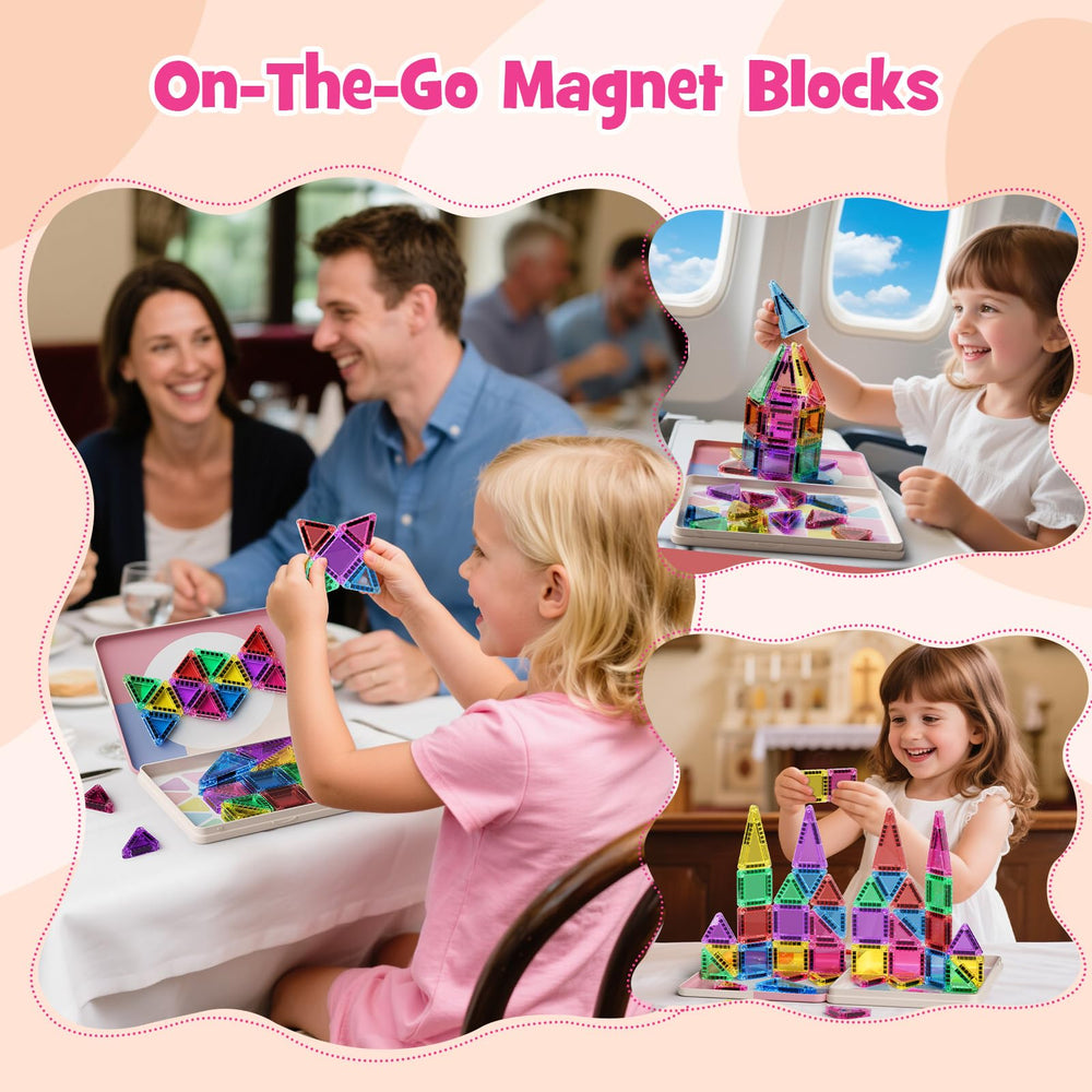 WMXDU travel-size magnet blocks shown during on-the-go construction.