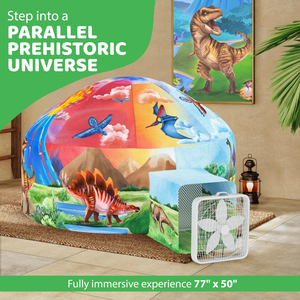 W&O Dino Aerodome nighttime glow with remote controlled lighting.