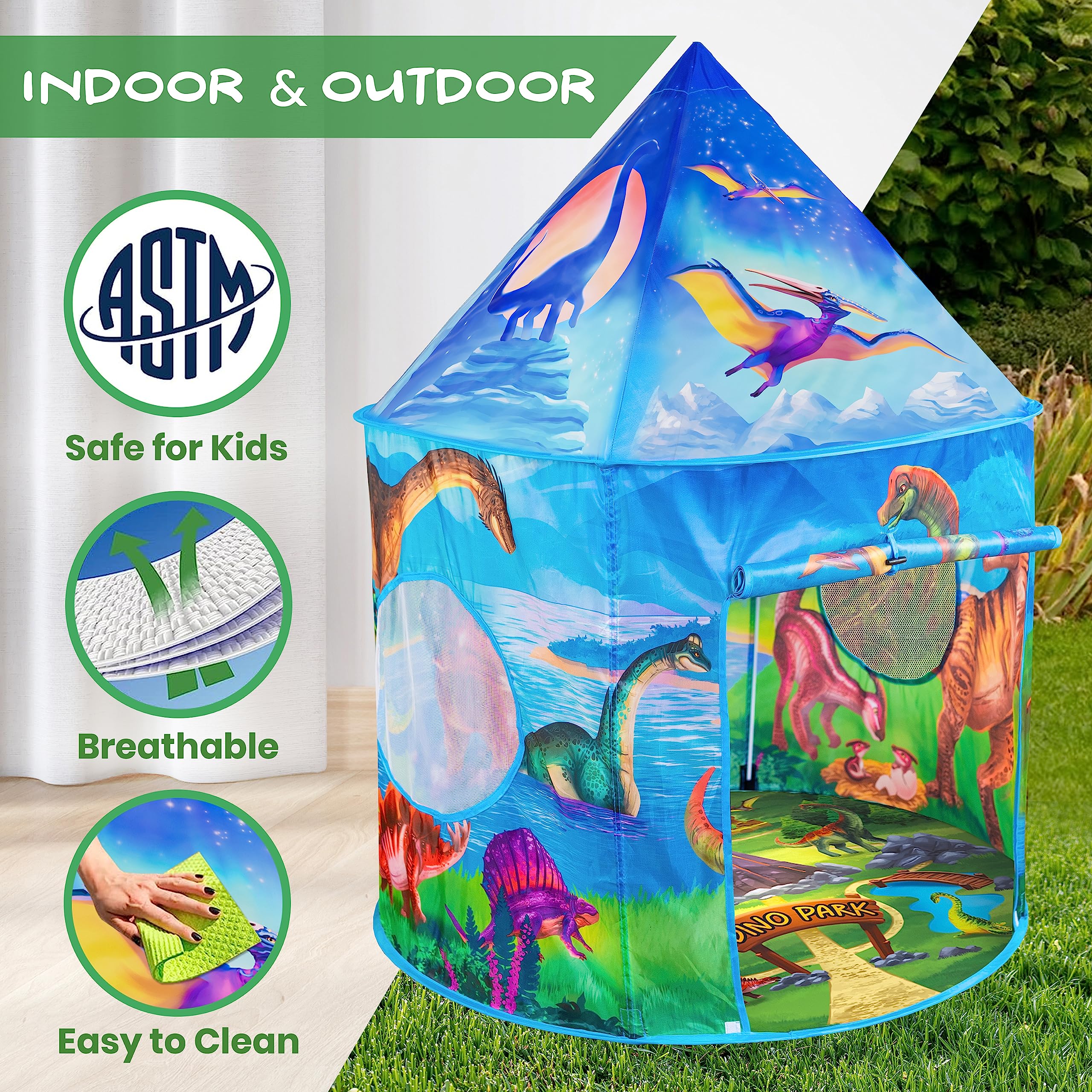 W&O Dino Paradise tent folds compactly for storage and travel