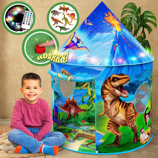W&O Dino Paradise tent roar button invites imaginative play at home.