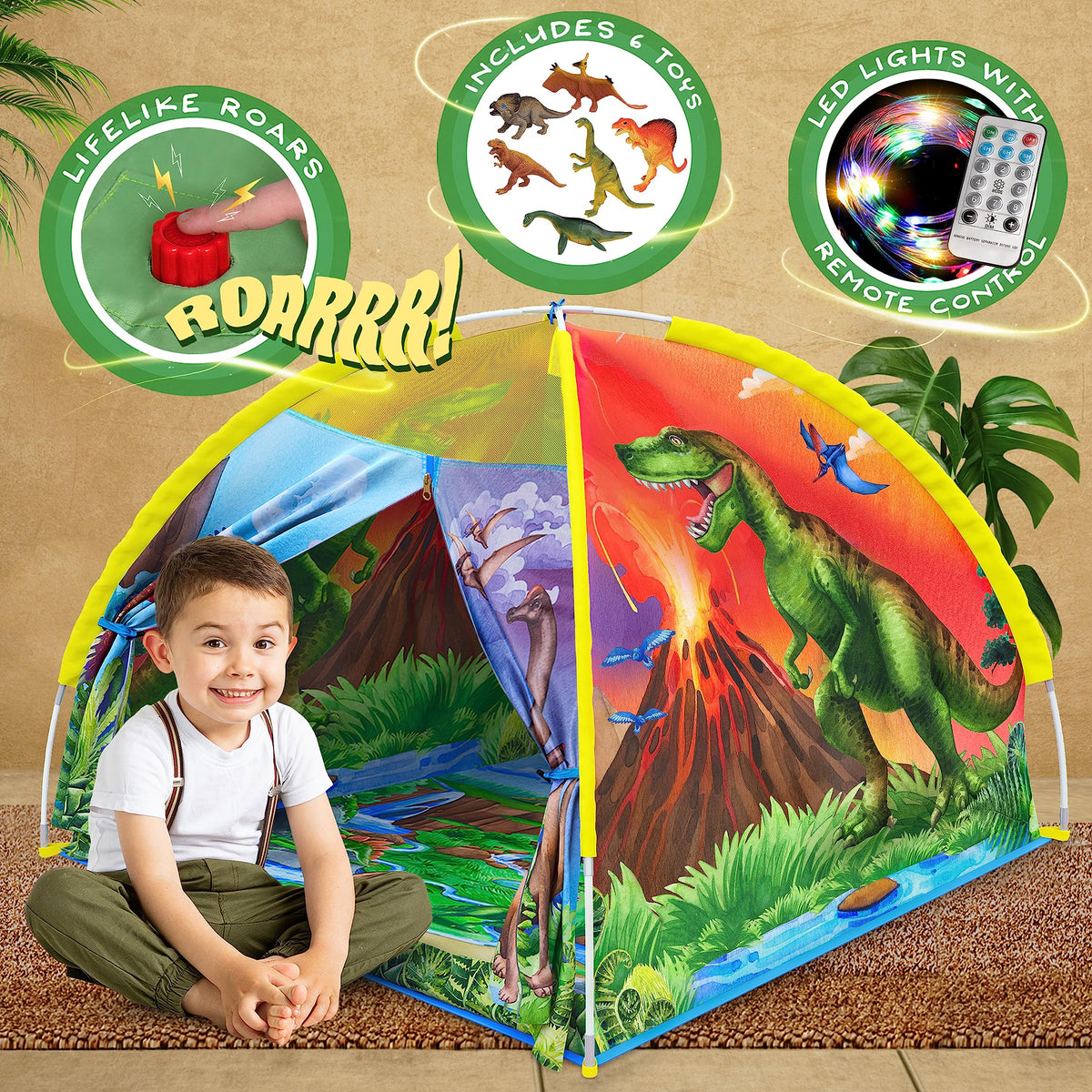 W&O Dino Super Dome with Roar Button for imaginative play and six sounds