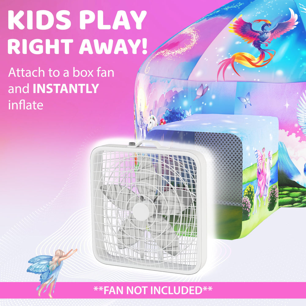 W&O Enchanted Aerodome indoors setup showing quick inflation and safe play