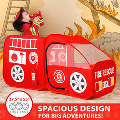 W&O Fire Truck Play Tent measures 55 by 53 inches for group play.
