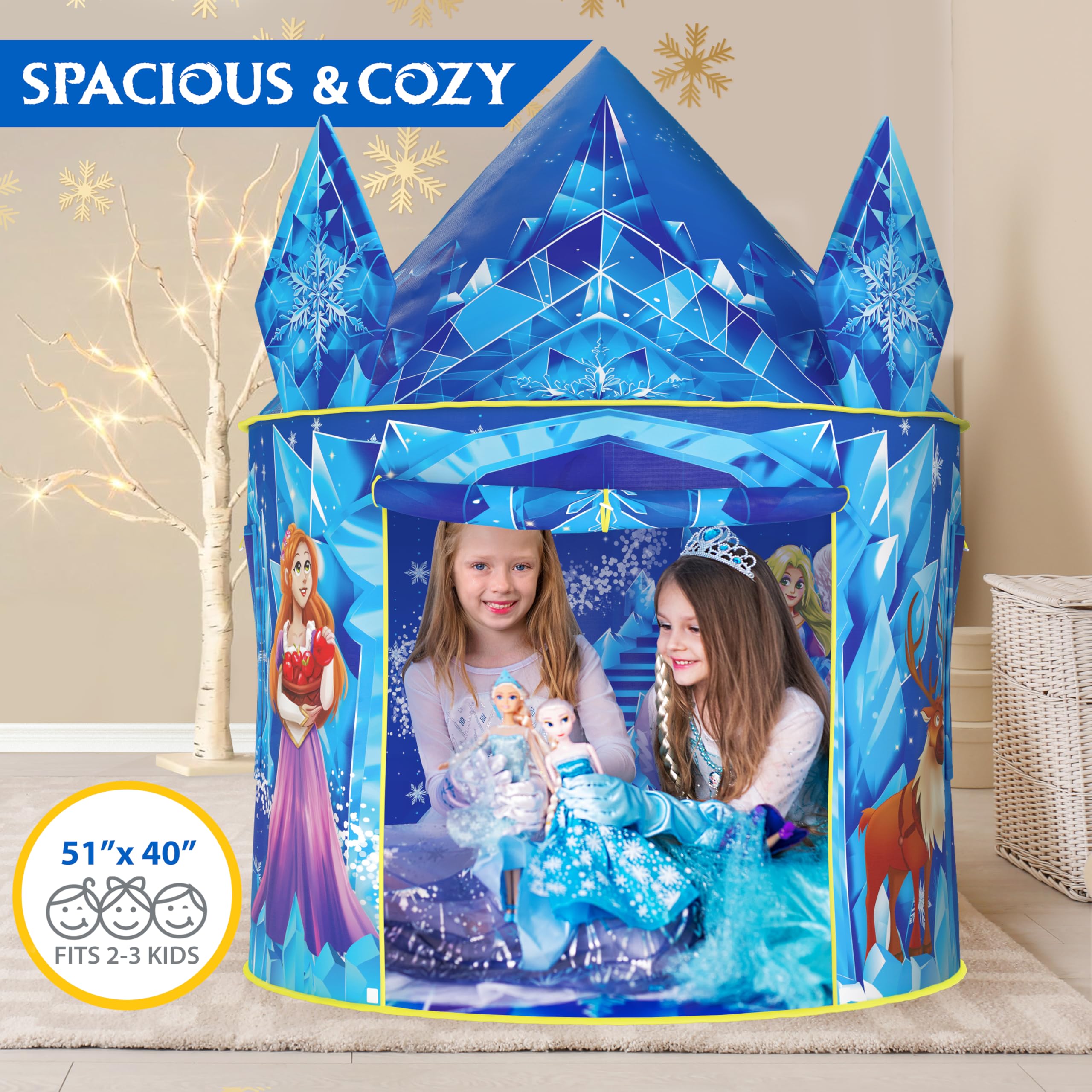 W&O Frozen Princess Tent measures 51 by 40 inches for cozy spaces
