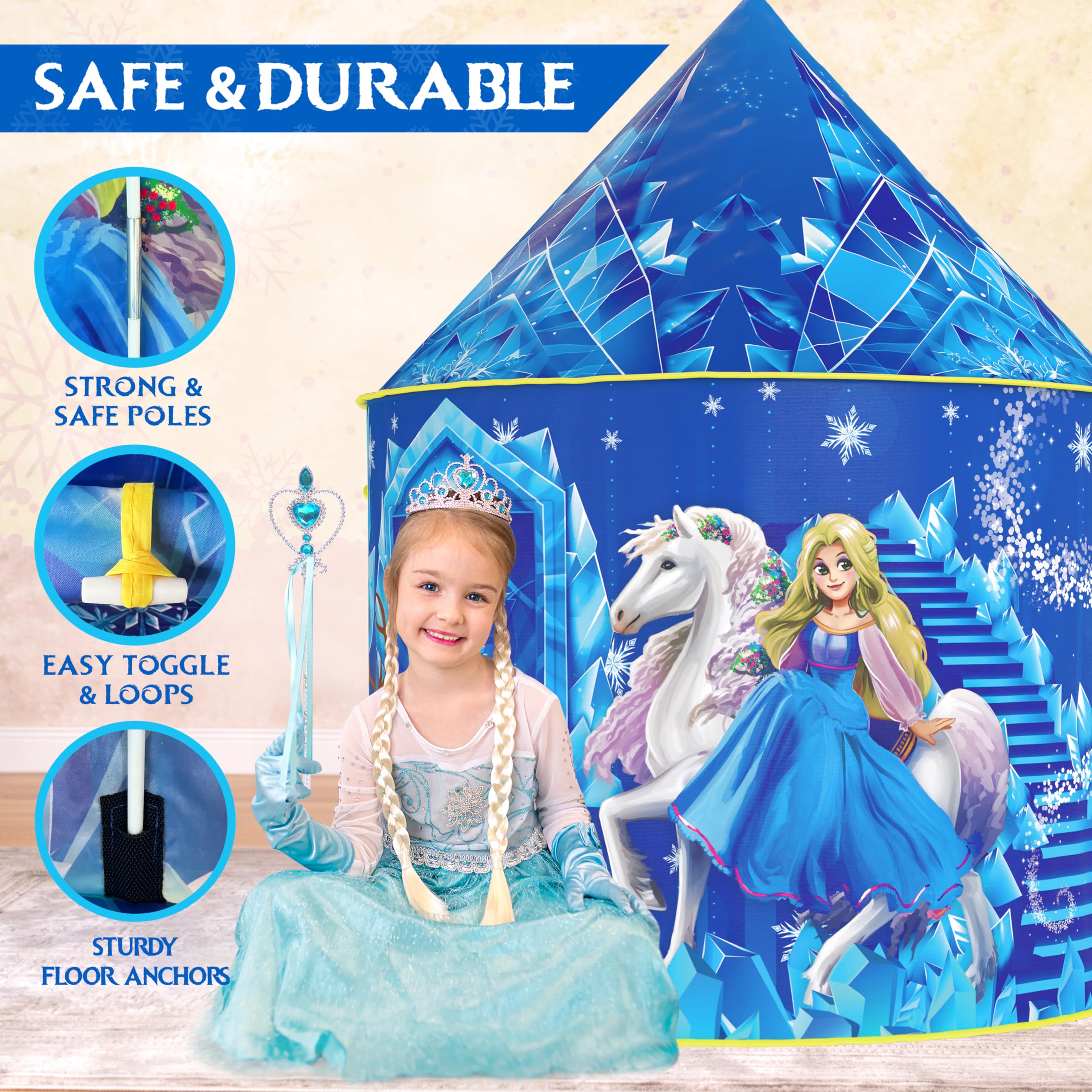 W&O Frozen Princess Tent durable, easy-to-clean polyester material