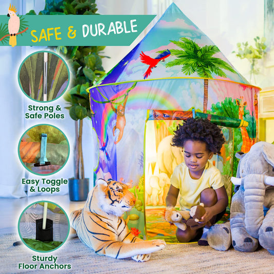 W&O Jungle Call Button activates six animal sounds to spark imagination.