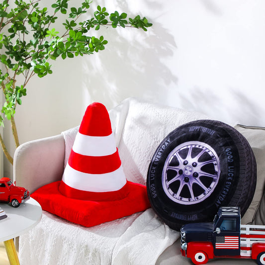 Woanger wheel pillow 3D simulation adds playful decor and cozy support.